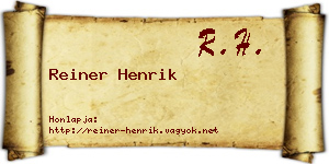 Reiner Henrik névjegykártya